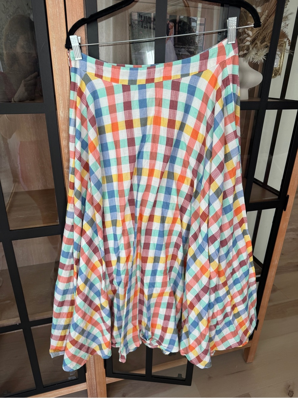 Maeve Anthropologie Plaid Skirt Evelyn Cotton Midi Checkered colorful maxi - Picture 4 of 6